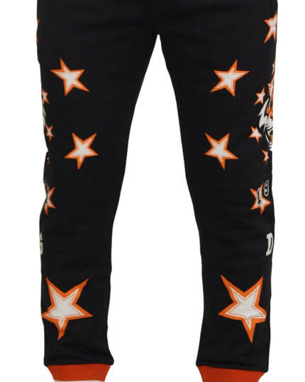 Dolce & Gabbana Black Orange Star Trousers Sport Pants