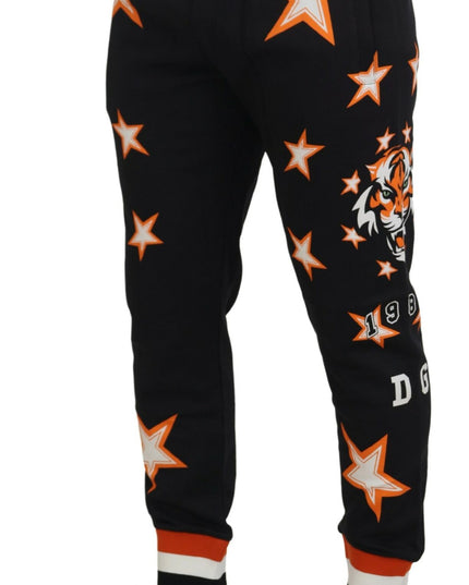 Dolce & Gabbana Black Orange Star Trousers Sport Pants