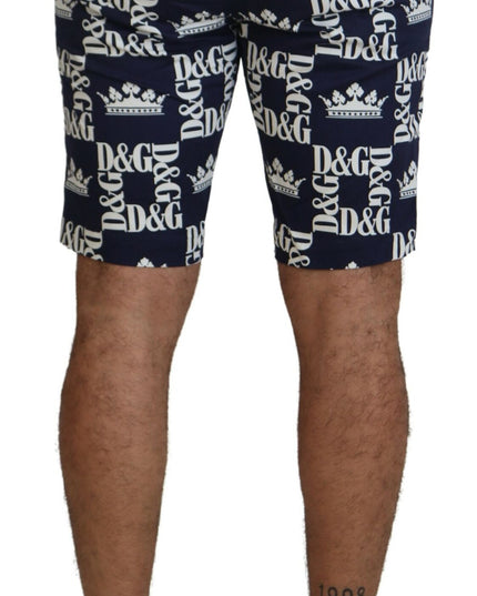 Dolce & Gabbana Blue Logo Print Cotton Chinos Shorts