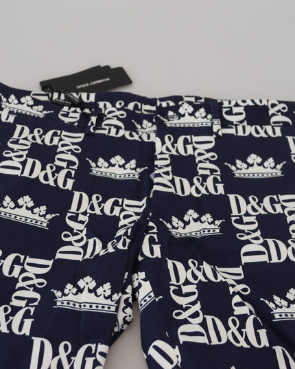 Dolce & Gabbana Blue Logo Print Cotton Chinos Shorts