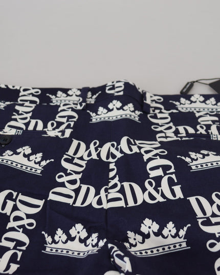 Dolce & Gabbana Blue Logo Print Cotton Chinos Shorts
