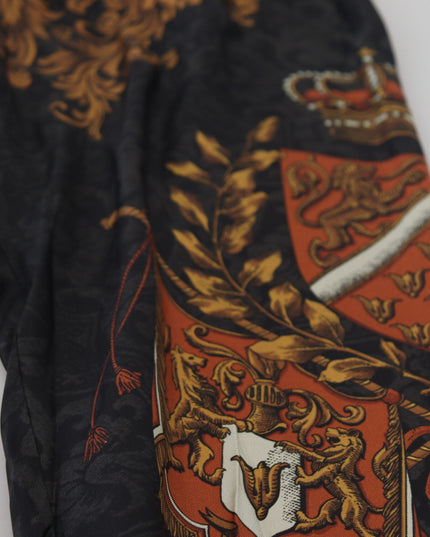 Dolce & Gabbana Gray Silk Baroque Crown Trousers Sport Pants
