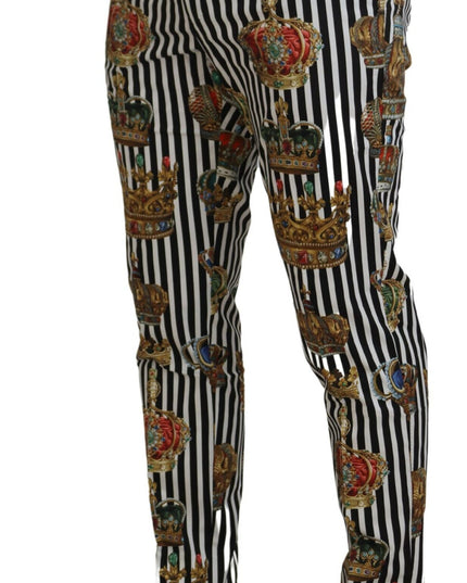 Dolce & Gabbana White Cotton Stretch Crown Trouser Pants