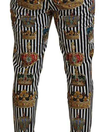 Dolce & Gabbana White Cotton Stretch Crown Trouser Pants
