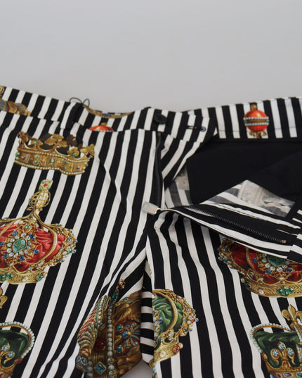 Dolce & Gabbana White Cotton Stretch Crown Trouser Pants