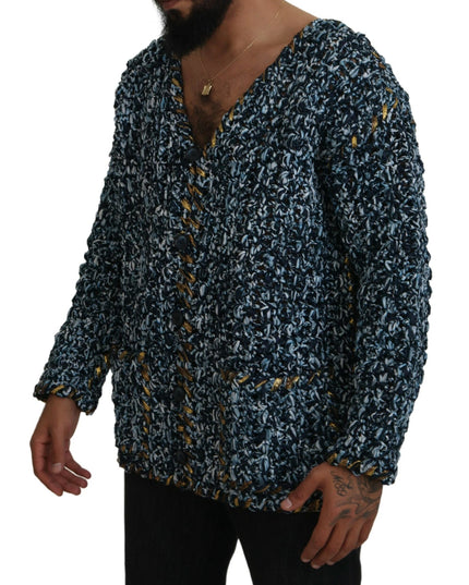 Dolce & Gabbana Blue Button Cardigan Fatto A Mano Sweater