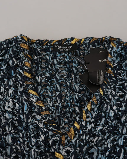 Dolce & Gabbana Blue Button Cardigan Fatto A Mano Sweater