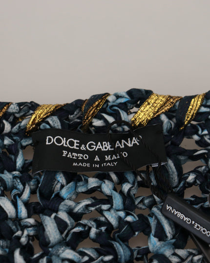 Dolce & Gabbana Blue Button Cardigan Fatto A Mano Sweater