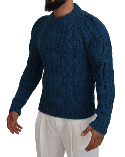 Dolce & Gabbana Blue Knitted Wool Alpaca Pullover Sweater