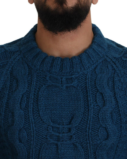 Dolce & Gabbana Blue Knitted Wool Alpaca Pullover Sweater