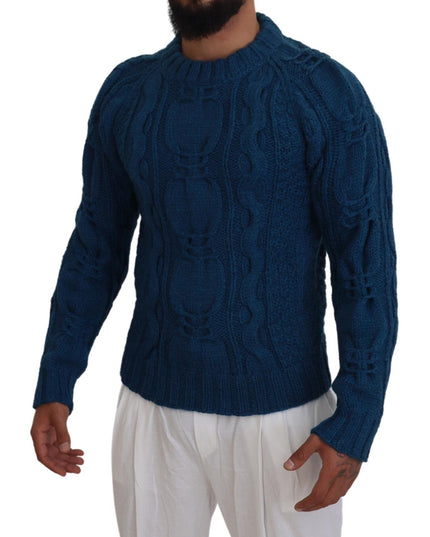 Dolce & Gabbana Blue Knitted Wool Alpaca Pullover Sweater