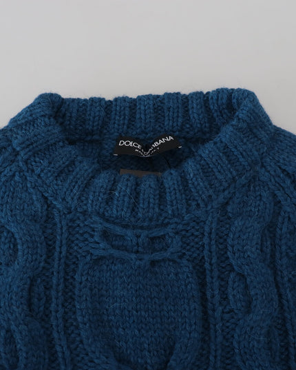 Dolce & Gabbana Blue Knitted Wool Alpaca Pullover Sweater