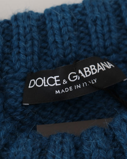 Dolce & Gabbana Blue Knitted Wool Alpaca Pullover Sweater