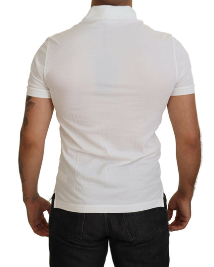 Dolce & Gabbana White Cotton Logo Short Sleeve Polo T-shirt