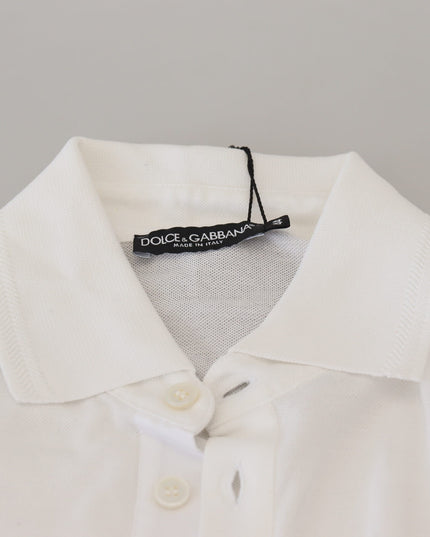 Dolce & Gabbana White Cotton Logo Short Sleeve Polo T-shirt