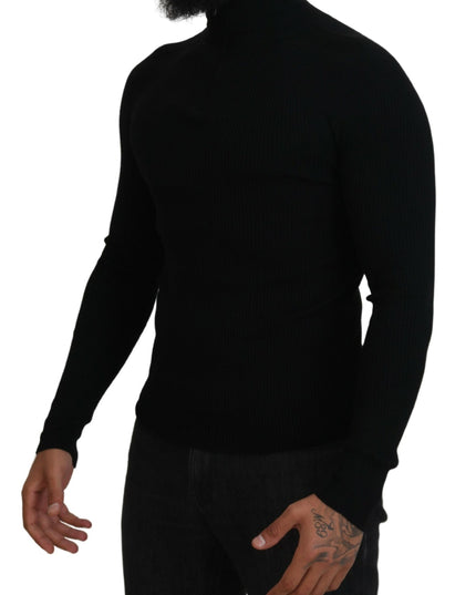 Dolce & Gabbana Black Half Zip Turtleneck Pullover Sweater
