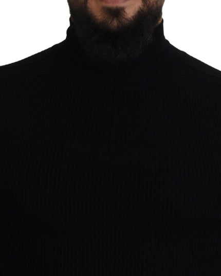 Dolce & Gabbana Black Half Zip Turtleneck Pullover Sweater