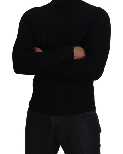 Dolce & Gabbana Black Half Zip Turtleneck Pullover Sweater