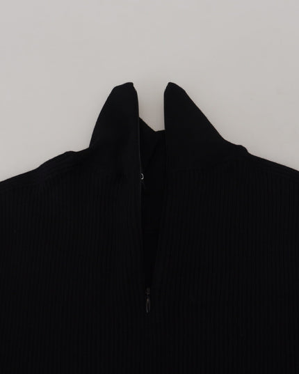 Dolce & Gabbana Black Half Zip Turtleneck Pullover Sweater