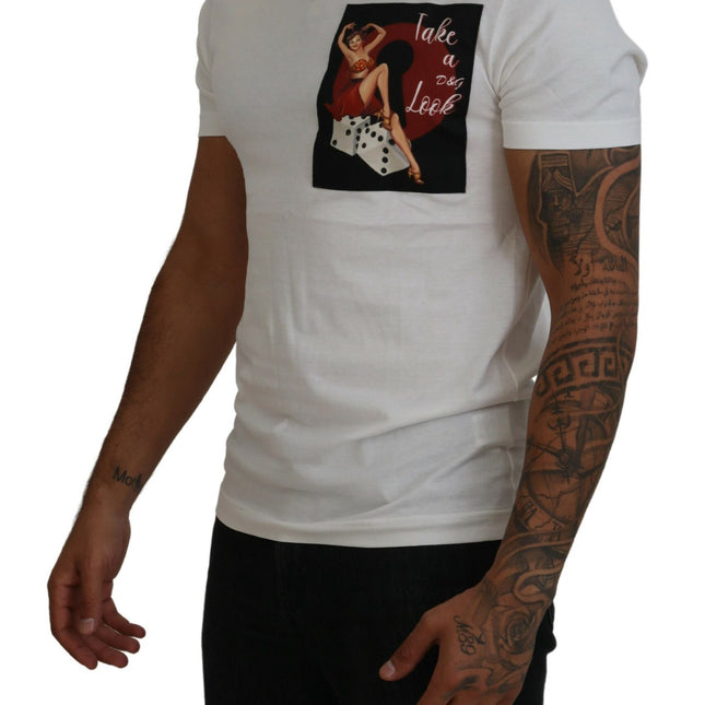 Dolce & Gabbana Cotton White Logo Print Crewneck T-shirt