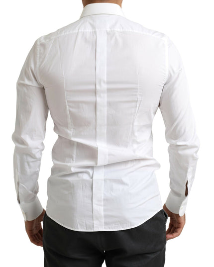 Dolce & Gabbana White Tuxedo Slim Fit Baroque Shirt