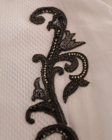 Dolce & Gabbana White Tuxedo Slim Fit Baroque Shirt