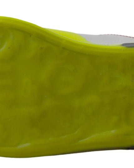 Dolce & Gabbana White Yellow Portofino Leather Sneakers Shoes