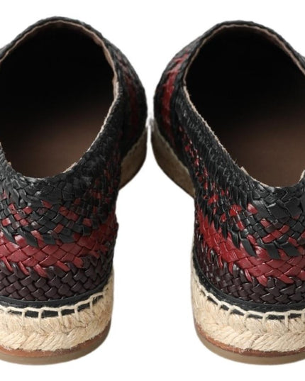Dolce & Gabbana Black Bordeaux Buffalo Leather Espadrille Shoes