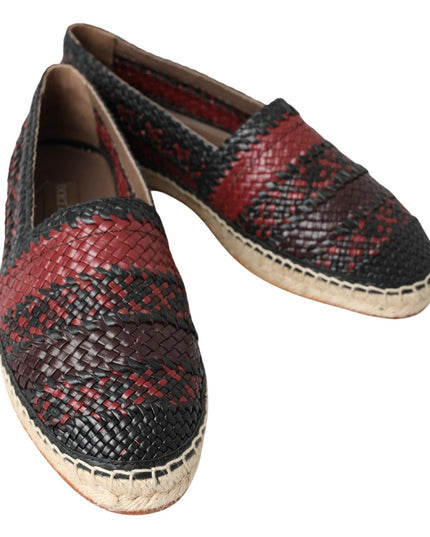 Dolce & Gabbana Black Bordeaux Buffalo Leather Espadrille Shoes