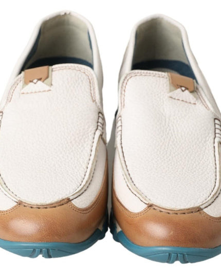 Dolce & Gabbana White Leather Loafers Moccasins Shoes