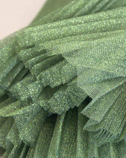 Dolce & Gabbana Metallic Green High Waist A-line Pleated Skirt