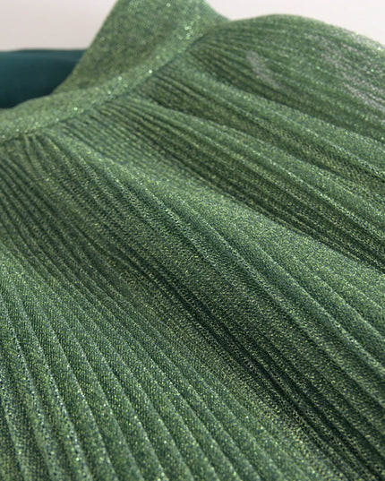 Dolce & Gabbana Metallic Green High Waist A-line Pleated Skirt