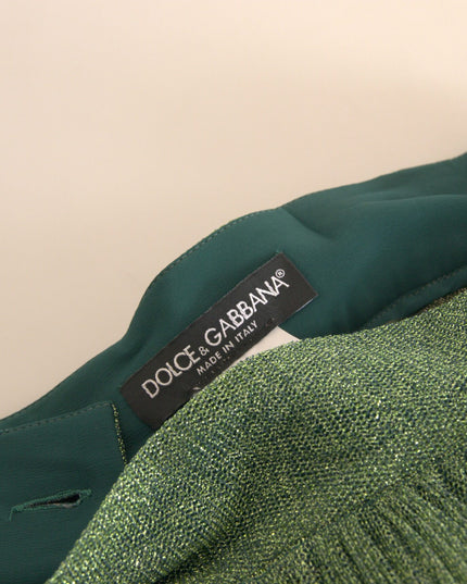 Dolce & Gabbana Metallic Green High Waist A-line Pleated Skirt