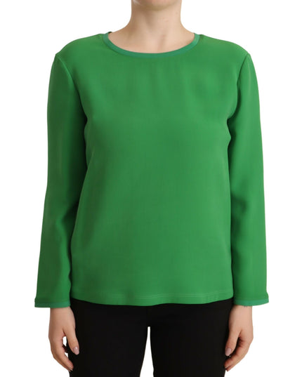Armani Green Silk Long Sleeves Round Neck Sweater