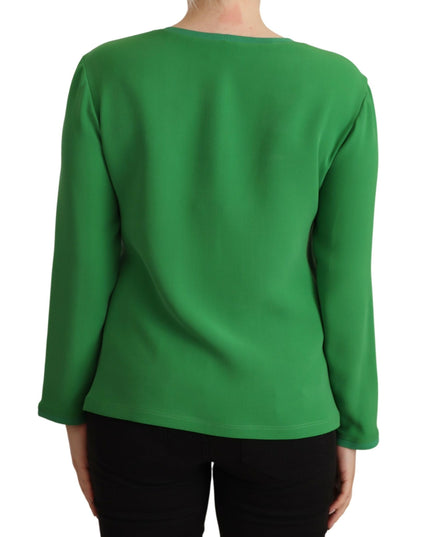 Armani Green Silk Long Sleeves Round Neck Sweater