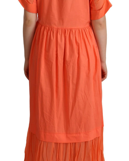 Twinset Coral Cotton Blend Short Sleeves Maxi Shift Dress