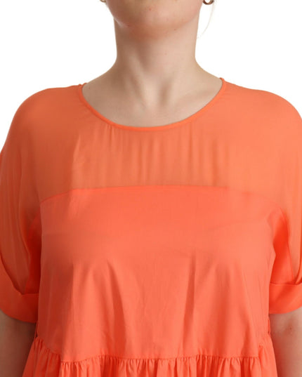 Twinset Coral Cotton Blend Short Sleeves Maxi Shift Dress