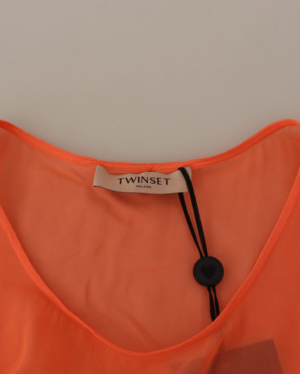 Twinset Coral Cotton Blend Short Sleeves Maxi Shift Dress