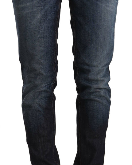 Acht Blue Washed Cotton Low Waist Skinny Denim Jeans