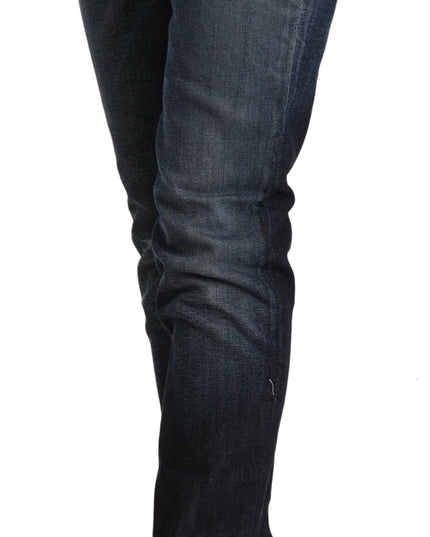 Acht Blue Washed Cotton Low Waist Skinny Denim Jeans