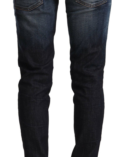 Acht Blue Washed Cotton Low Waist Skinny Denim Jeans