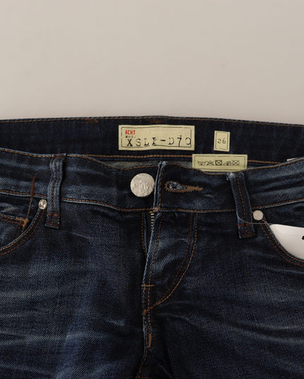 Acht Blue Washed Cotton Low Waist Skinny Denim Jeans