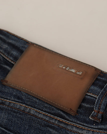 Acht Blue Washed Cotton Low Waist Skinny Denim Jeans