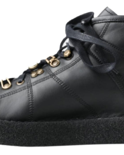 Dolce & Gabbana Black Leather Slip on Stretch Boots