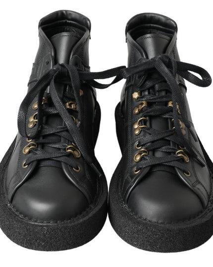 Dolce & Gabbana Black Leather Slip on Stretch Boots