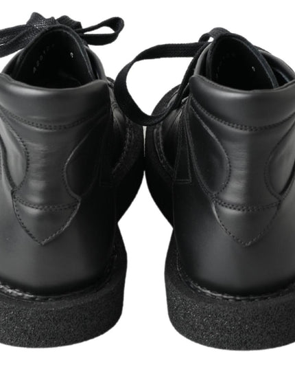 Dolce & Gabbana Black Leather Slip on Stretch Boots