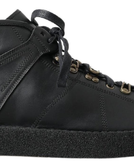 Dolce & Gabbana Black Leather Slip on Stretch Boots