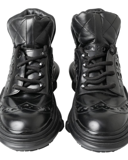 Dolce & Gabbana Black Leather Ankle Casual Boots