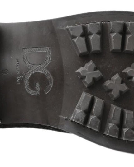 Dolce & Gabbana Black Gray Leather Ankle Boots