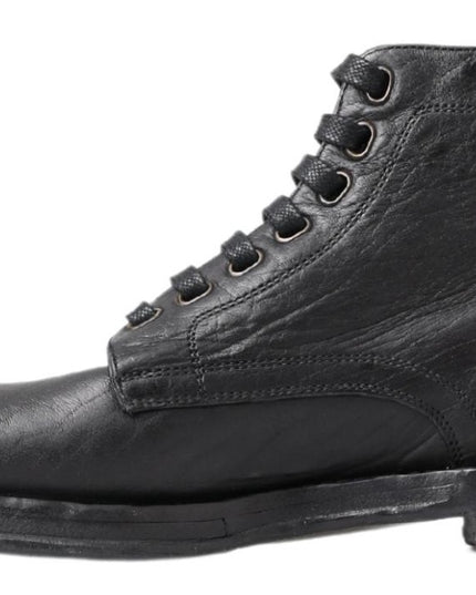 Dolce & Gabbana Black Horse Leather Perugino Boots